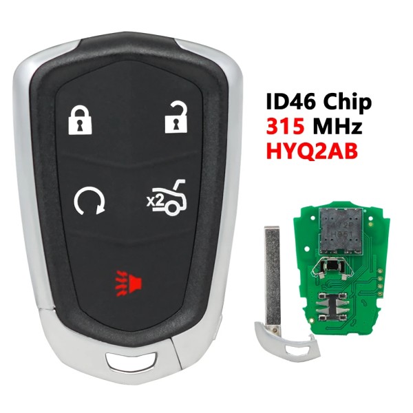 Cadillac CTS ATS XTS 5 Button Remote 2014-2019 For HYQ2AB